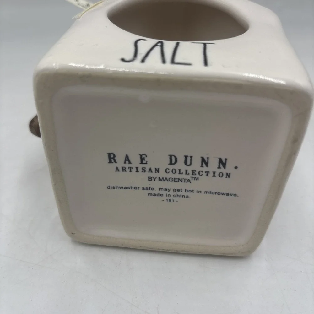 Rae Dunn Salt Pig Cellar with Wooden Spoon Birdhouse Shape